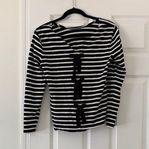 Black & White Striped Long Sleeve Top with Front Bows